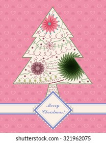 Vector vintage background with christmas tree