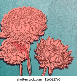 vector vintage background with chrysanthemums for your design