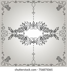 Vector vintage background with floral pattern and template for text.