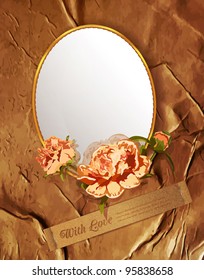 Vektor-Vintage-Hintergrund mit Blumen und Spiegel