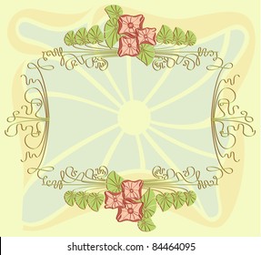 Vector vintage background, frame with floral elements