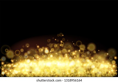 Vector vintage background with gold defocused light. Blur light effect. 