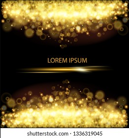 Vector vintage background with gold defocused light. Blur light effect