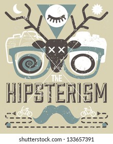 Vector Vintage Background with Hipster Style Elements