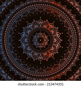 Vector vintage background. Mandala. Indian decorative pattern.