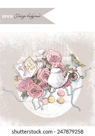 Vector vintage background. Teatime