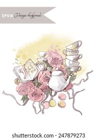 Vector vintage background. Teatime