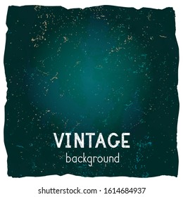 Vector vintage background with torn edges. Grunge texture of old paper. Blue and green color.