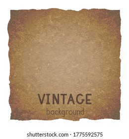 Vector vintage background with torn edges. Grunge texture of old paper.