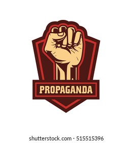 Vector Vintage Badge Of Fist, Propaganda.