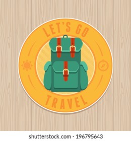 VEctor vintage badge with quote and flat icon - travel label