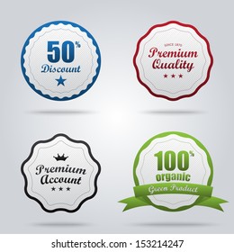 Vector Vintage badges set, stitched style. Text graphic style included to apply to any text you want