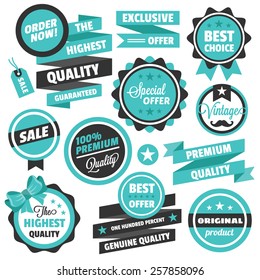 Vector vintage badges, stickers, ribbons, banners and labels. Creative graphic design illustrations. Isolated on white background.