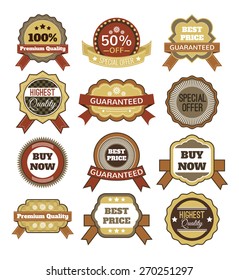 Vector vintage badges, stickers, ribbons, banners and labels. Creative graphic design illustrations