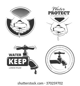 Vector vintage balck labels set protection of water