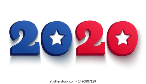 Vector vintage banner with 2020 for Christmas and New year. Election 2020 like american flag. Vote 2020.