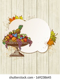 Vector vintage banner with fruits and leaves