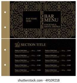 Vector. Vintage bar menu. Full design concept