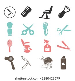 vector vintage barber elements set