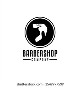 Vector vintage barber shop logo for your design. For Label, Badge, Sign or Advertising. Hipster Man, Hairdresser Logo