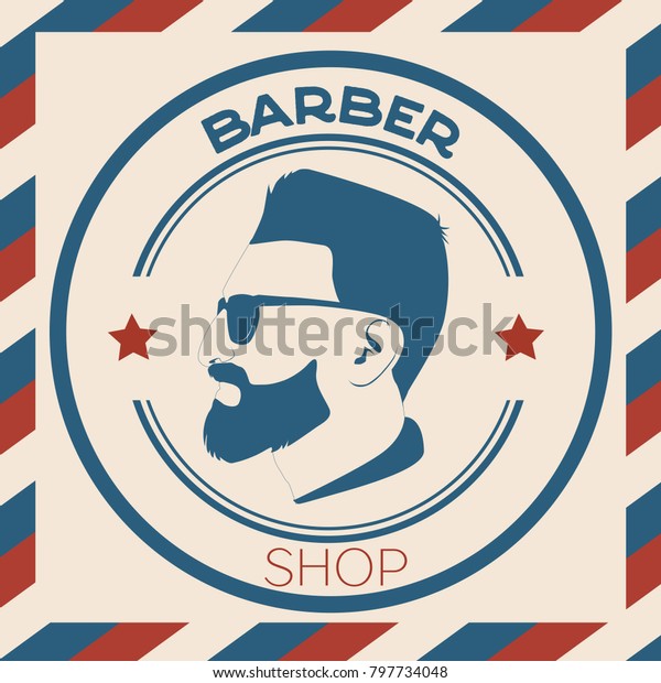 Vector Vintage Barber Shop Logo Design Royalty Free Stock Image