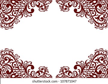 Vector vintage baroque border frame card background flower motif arabic retro pattern ornate