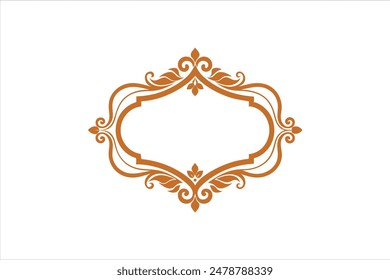 Vector vintage baroque calligraphy border frame card ornament flower motif Arabic Islamic retro pattern ornate silhouette black artwork illustration.