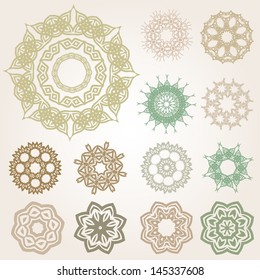 Vector Vintage Baroque Circular Ornaments Set - Graphic elements to embellish your layout. Vector file editable, scalable and easy color change. You can use the background or isolated elements.