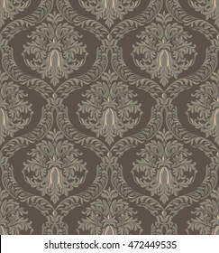 Vector Vintage Baroque Damask pattern background. Luxury Classic floral ornament. Royal Victorian texture for wallpapers, textile, fabric. Caramel color