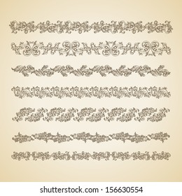 Vector vintage baroque engraving floral scroll filigree design