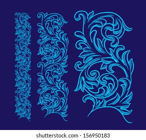 Vector vintage baroque engraving floral scroll filigree design