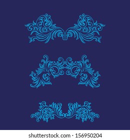 Vector vintage baroque engraving floral scroll filigree design