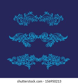 Vector vintage baroque engraving floral scroll filigree design