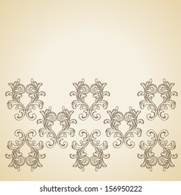 Vector vintage baroque engraving floral scroll filigree design