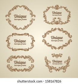 Vector vintage baroque engraving floral scroll filigree design