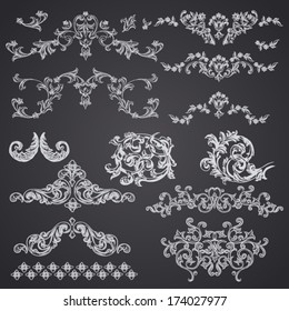 Vector Vintage Baroque Engraving Floral Scroll Filigree Design