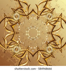 Vector vintage baroque floral pattern in gold. Ornate decoration. Luxury, royal and Victorian concept. Golden pattern on beige background with golden elements.
