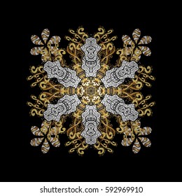 Vector vintage baroque floral pattern in gold. Ornate decoration. Luxury, royal and Victorian concept. Golden pattern on black background with golden elements.