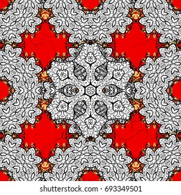Vector vintage baroque floral pattern in white. White pattern on red background with white elements. Ornate decoration. Luxury, royal and Victorian concept.