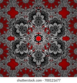 Vector vintage baroque floral pattern in white. Luxury, royal and Victorian concept. White pattern on red background with white elements. Ornate decoration.