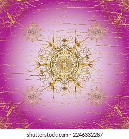 vector vintage baroque floral seamless pattern in gold. Ornate decoration. Luxury, royal and Victorian concept. Golden pattern on a colors with golden elements.