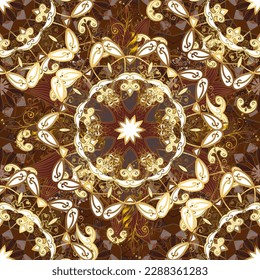 vector vintage baroque floral seamless pattern in gold. Ornate decoration. Luxury, royal and Victorian concept. Golden pattern on a colors with golden elements.