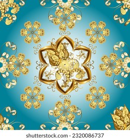vector vintage baroque floral seamless pattern in gold. Ornate decoration. Luxury, royal and Victorian concept. Golden pattern on a colors with golden elements.