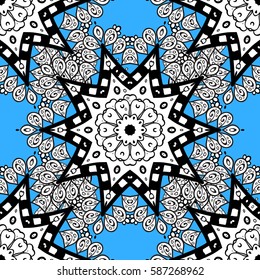 Vector vintage baroque floral seamless pattern in white. Ornate decoration. Luxury, royal and Victorian concept. Golden pattern on a blue background with white elements.