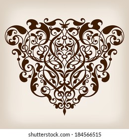 vector vintage Baroque scroll design frame border corner pattern element engraving retro style ornament