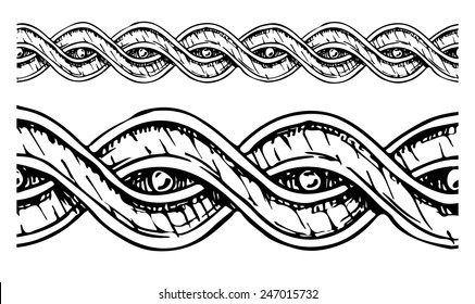 Vector vintage baroque seamless border moldings stylized as engraving.