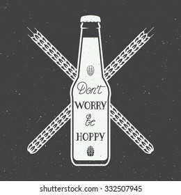 Vector vintage beer logo with hand lettering fun motivation quote