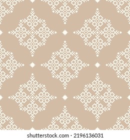 Vector vintage beige color native aztec small geometric shape seamless pattern background. Use for fabric, textile, interior decoration elements, upholstery, wrapping.