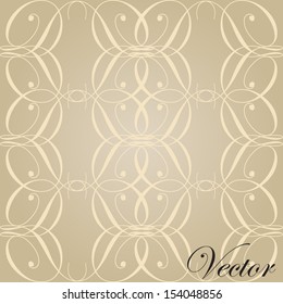 Vector vintage beige seamless textile or paper ornament pattern on brown wallpaper background,for retro,decoration,old,floral,fabric,decorative,antique,Victorian,textured,luxury baroque tile design