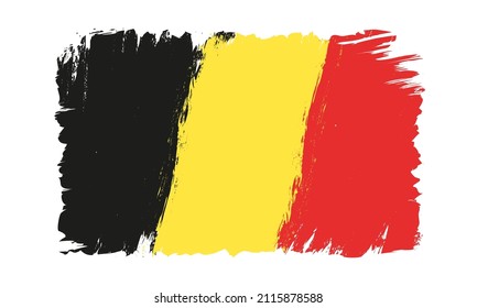 Vector vintage Belgium flag. Drawing flag of Belgium in grunge style.